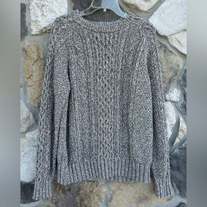 L.L. Bean Signature Mens Fisherman Sweater Sz L Gray Heavy Knit Heritage Outdoor